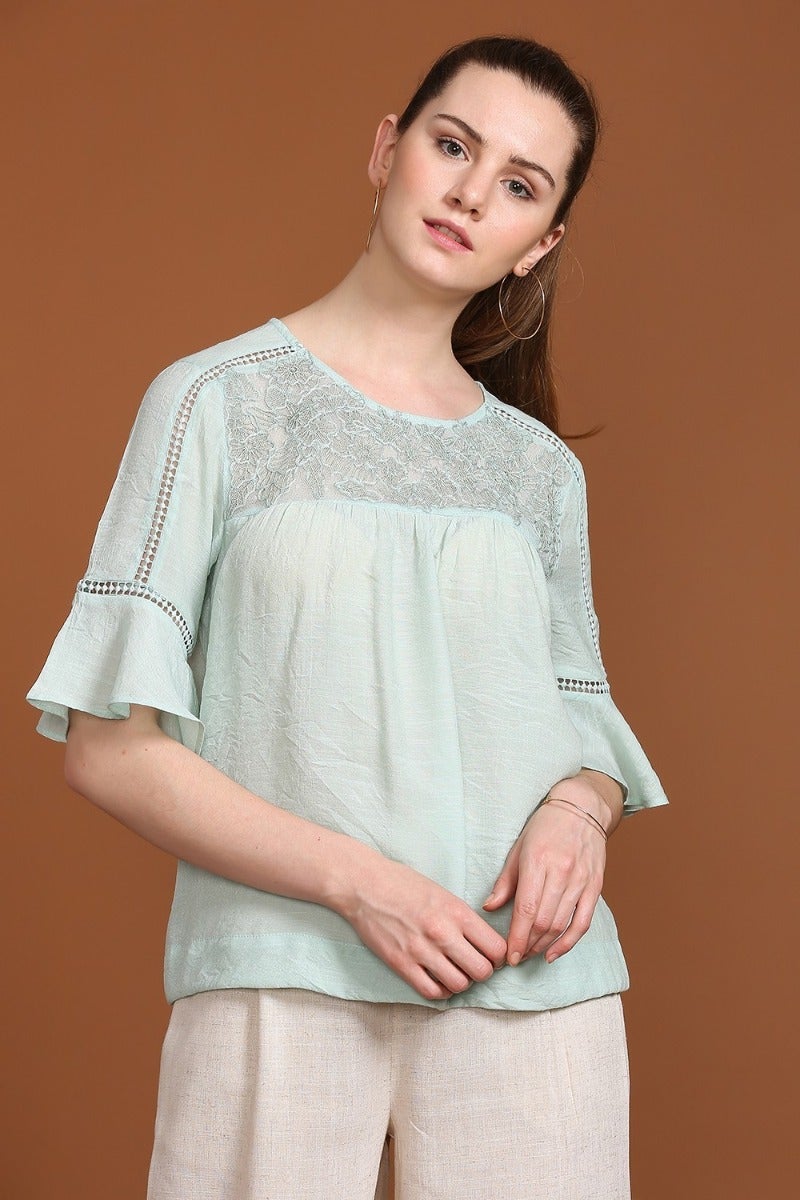 Rich Mint Green Formal Top