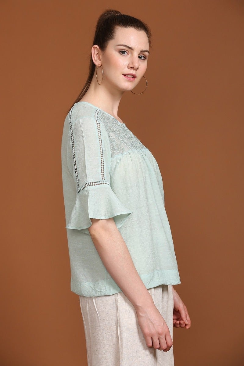 Rich Mint Green Formal Top
