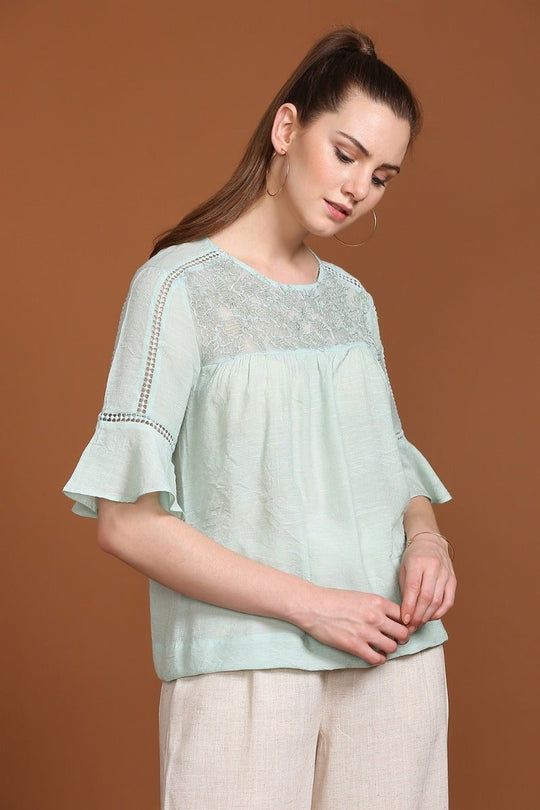 Rich Mint Green Formal Top