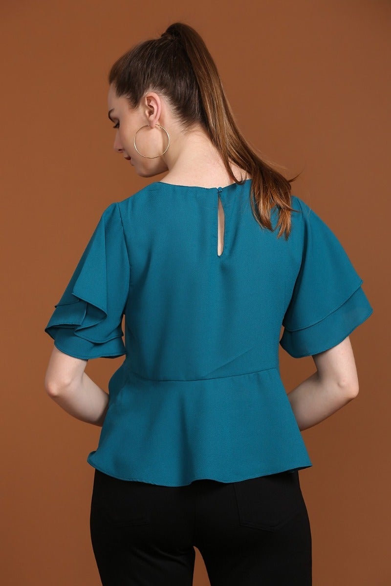 Alluring Teal Blue Layered Top