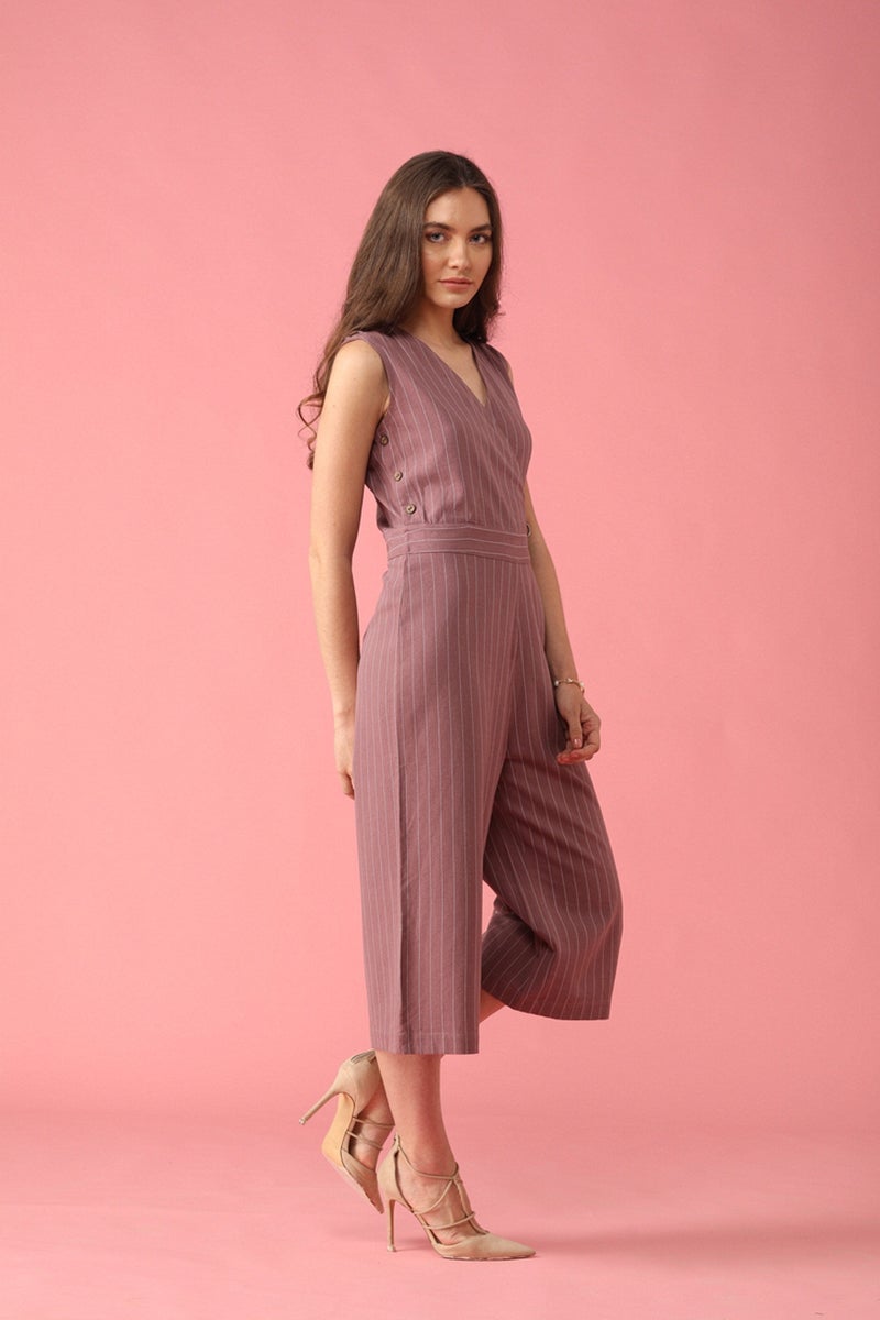 Gipsy Women Pink V Neck Sleeveless Jumpsuit