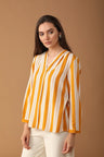 Gipsy Women Polyester V-Neck Mustard Tunic