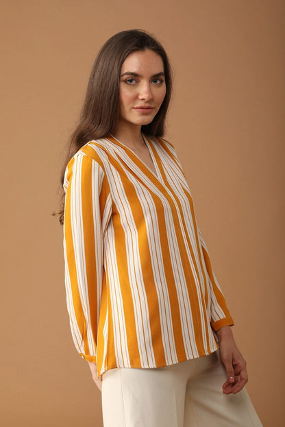 Gipsy Women Polyester V-Neck Mustard Tunic