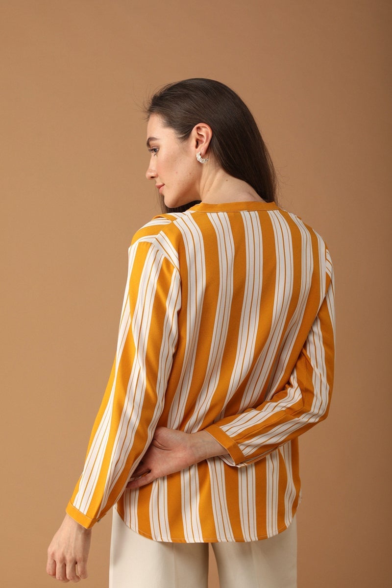 Gipsy Women Polyester V-Neck Mustard Tunic