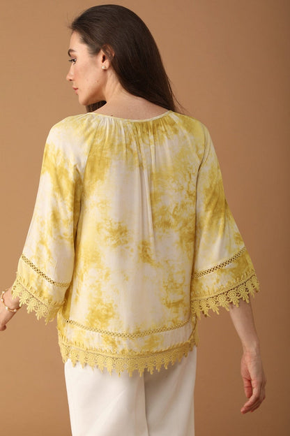 Gipsy Women Cotton Boat Neck Yellow Tunic