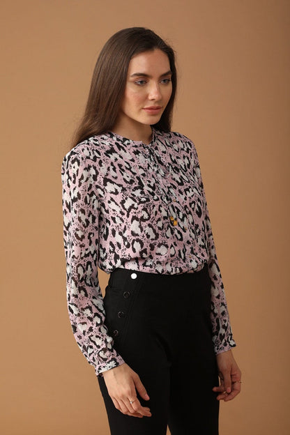 Gipsy Women Polyester Long Sleeves Pink Shirt