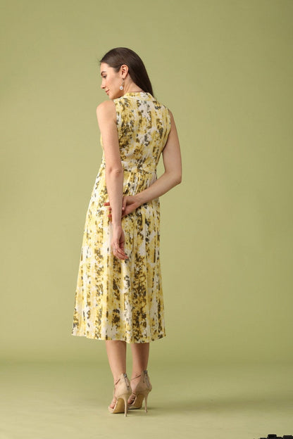 Gipsy Women Yellow V Neck Sleeveless Dress