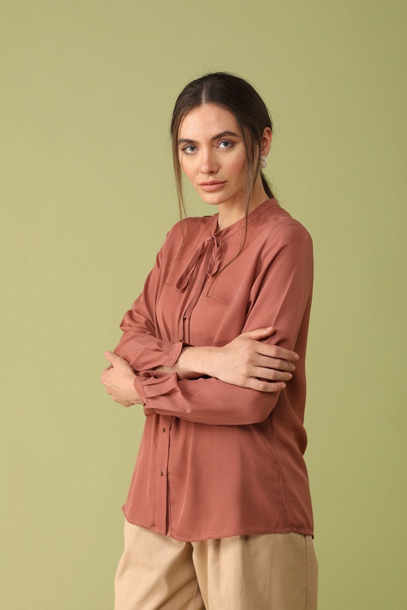 Gipsy Women Polyester Long Sleeves Brick Shirt