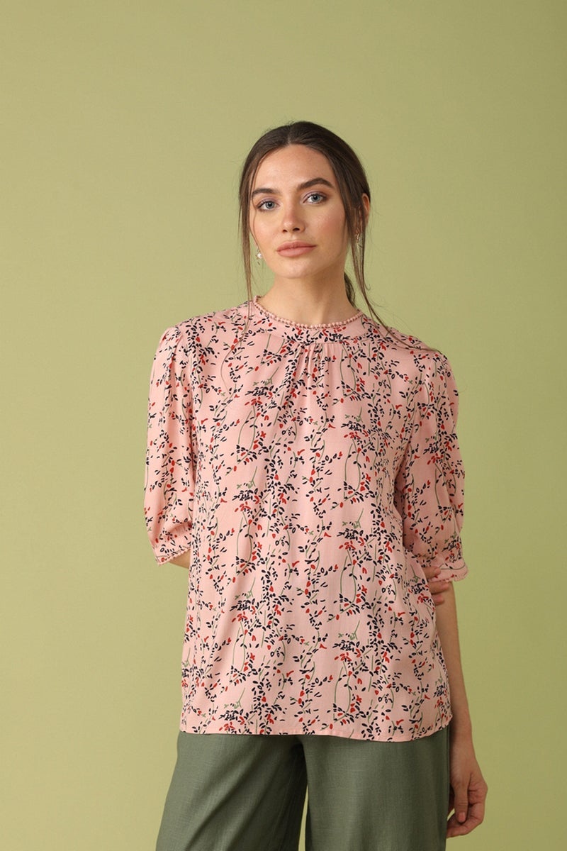 Gipsy Women Pink Round Neck Half Sleeves Pink