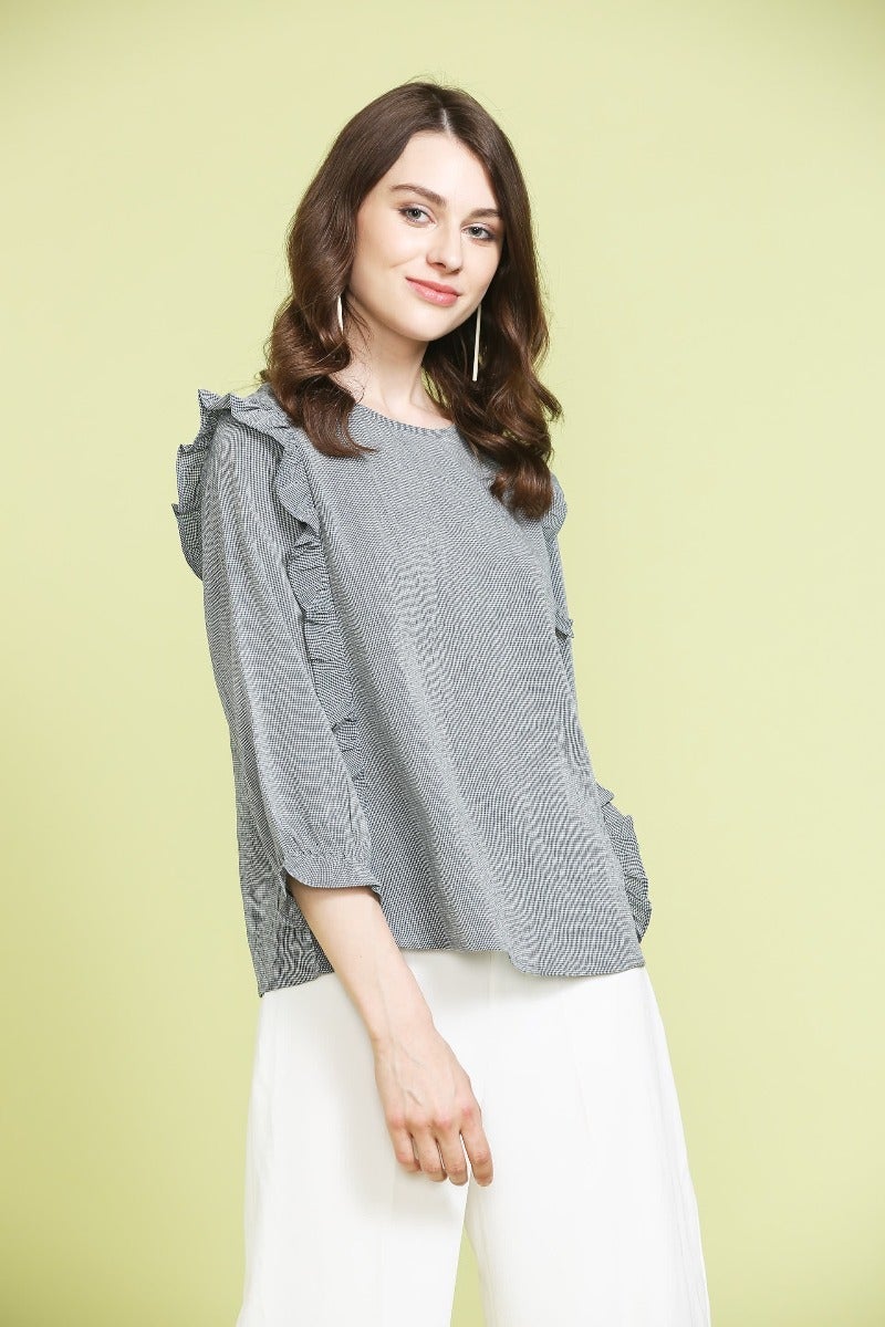 Ruffle Grey Top
