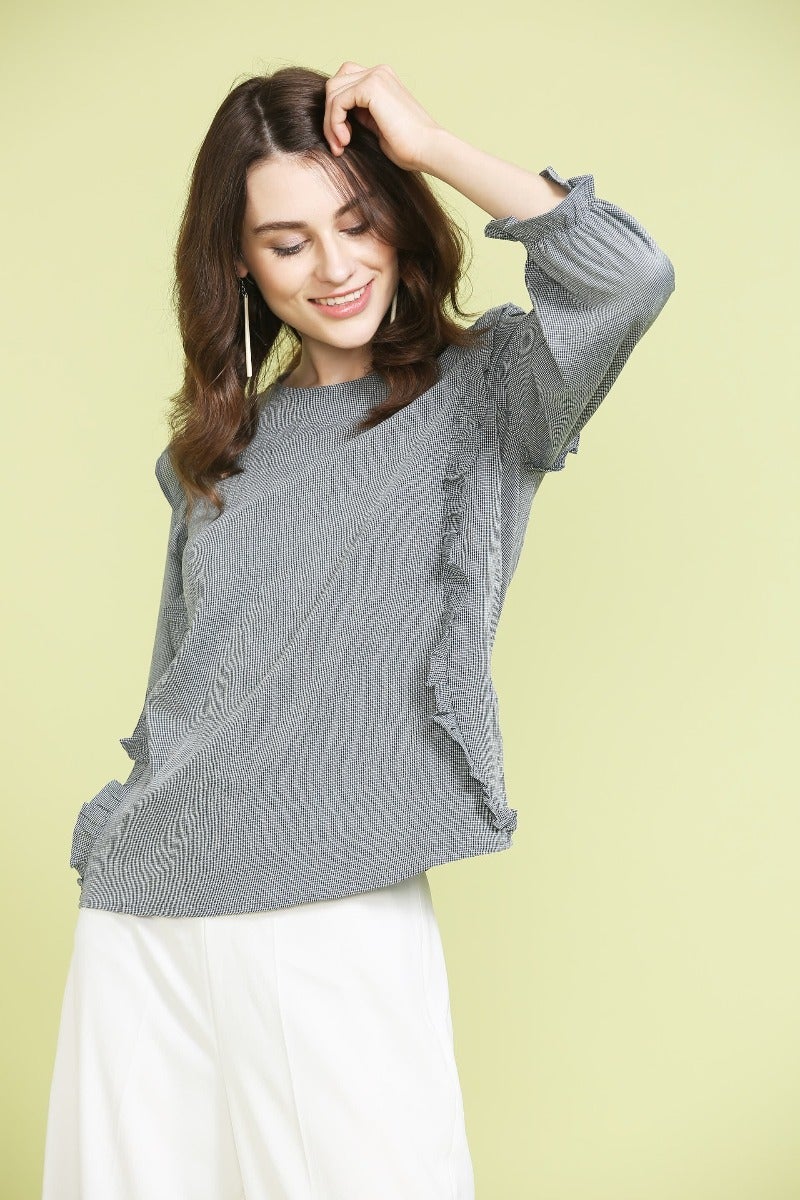 Ruffle Grey Top