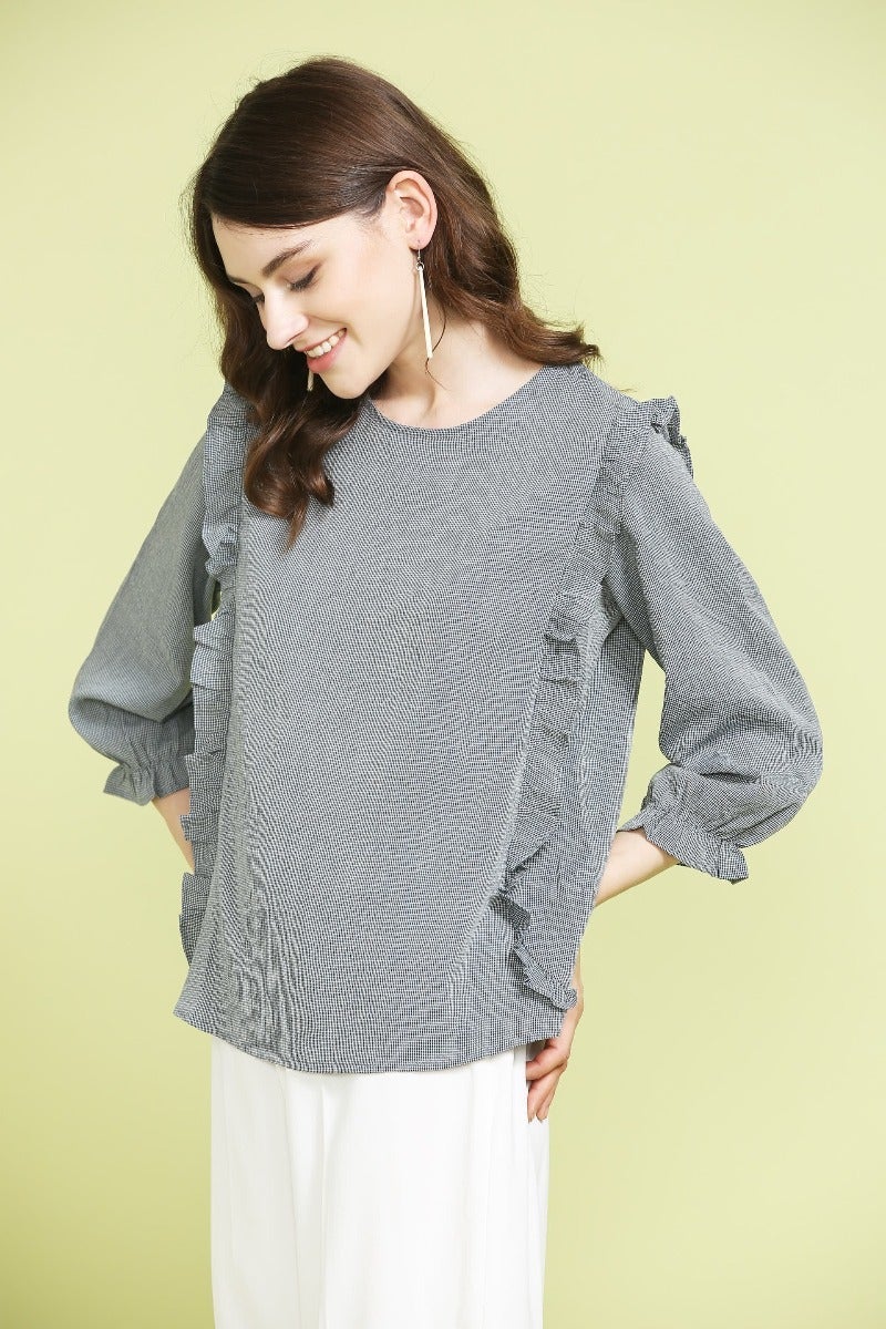 Ruffle Grey Top