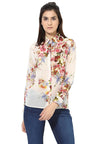Multicolor Medium Length Shirt Collar Long Sleeves Polyester Shirt