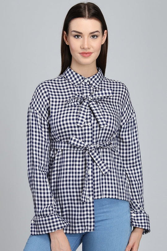 Blue Medium Length Shirt Collar Long Sleeves Synthetics Shirt