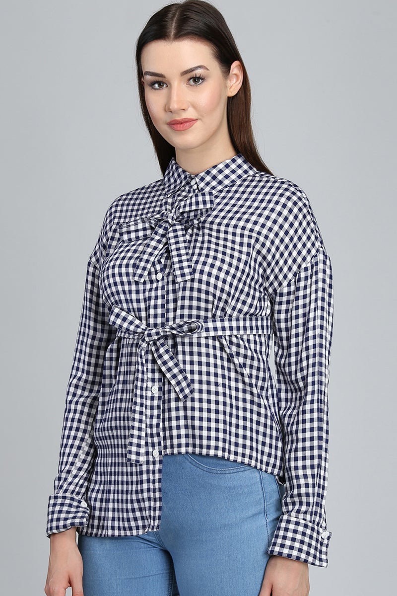Blue Medium Length Shirt Collar Long Sleeves Synthetics Shirt