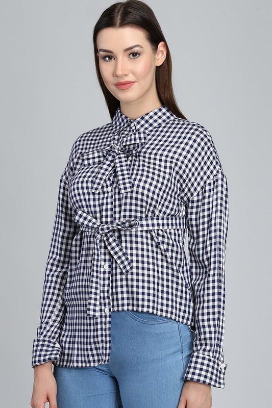 Blue Medium Length Shirt Collar Long Sleeves Synthetics Shirt