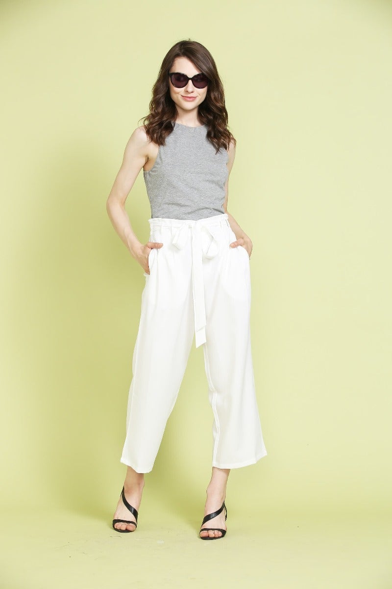 White cotton culottes pant