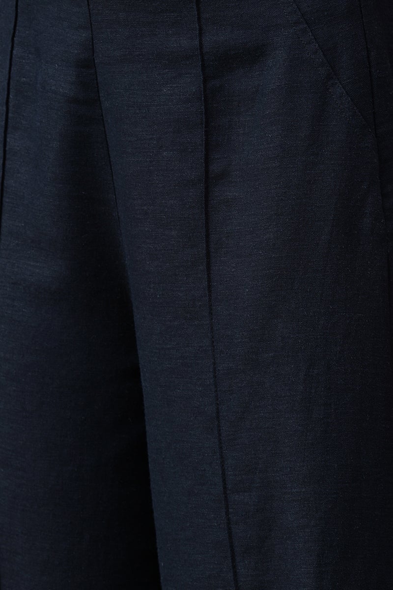 Gipsy Black Solid Linen Pant/Trousers