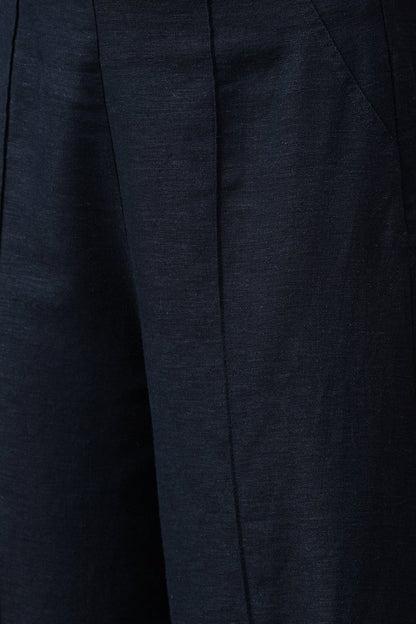 Gipsy Black Solid Linen Pant/Trousers