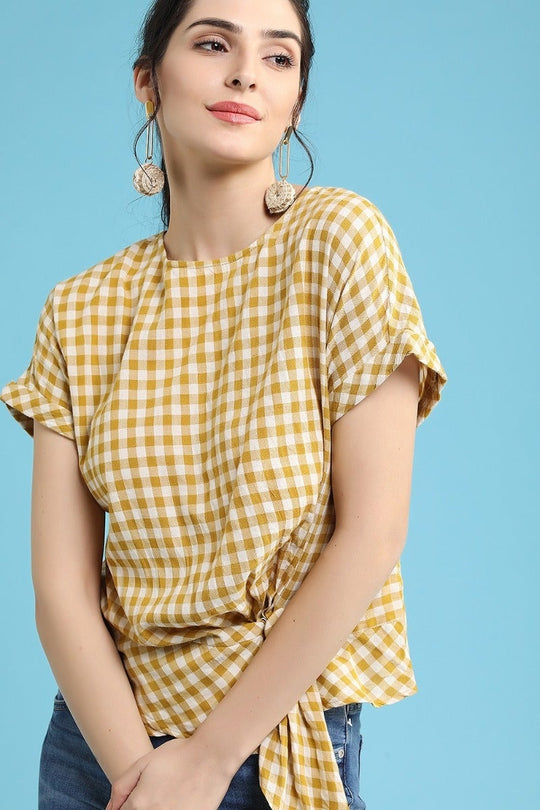Mustard Gingham Top