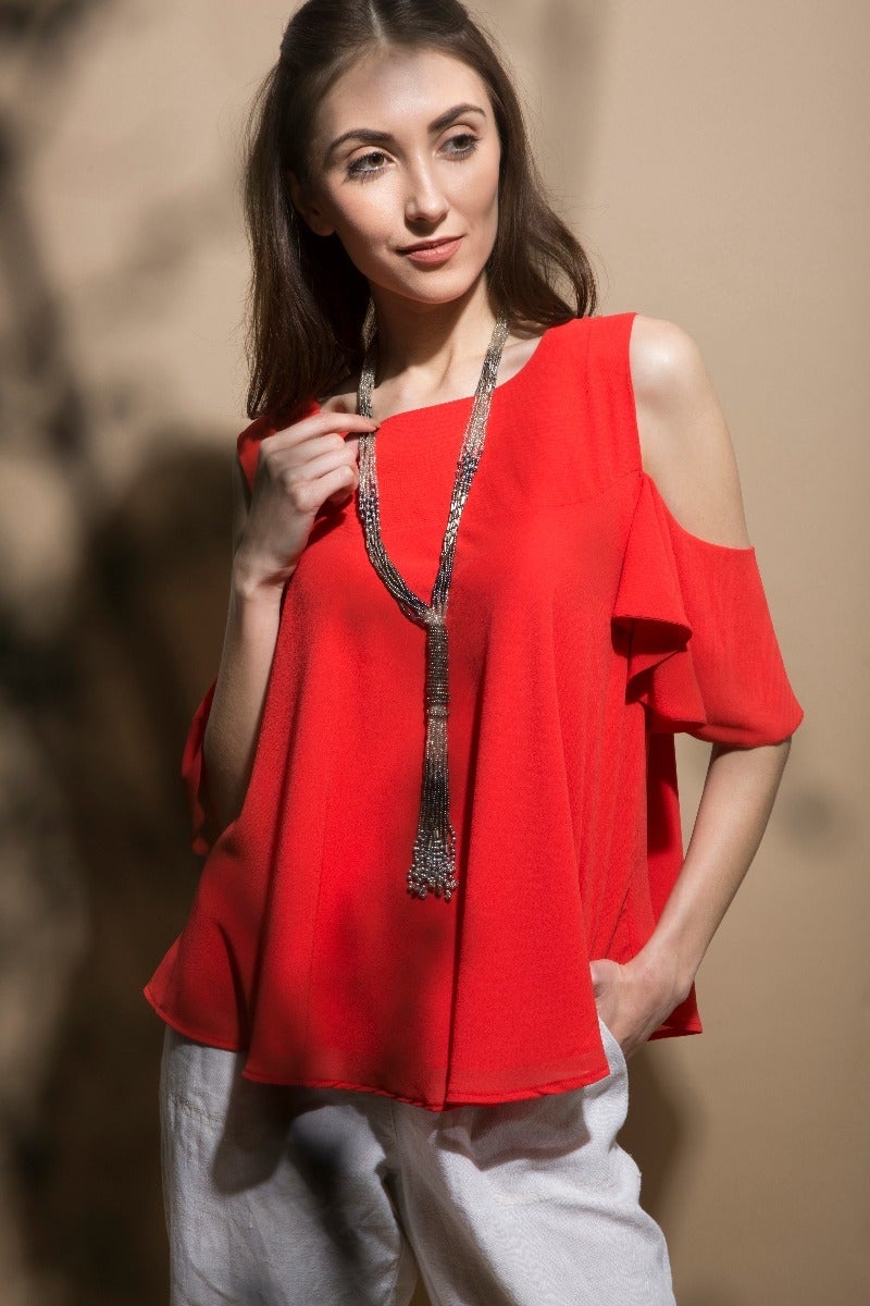 Cold-Shoulder Swing Top