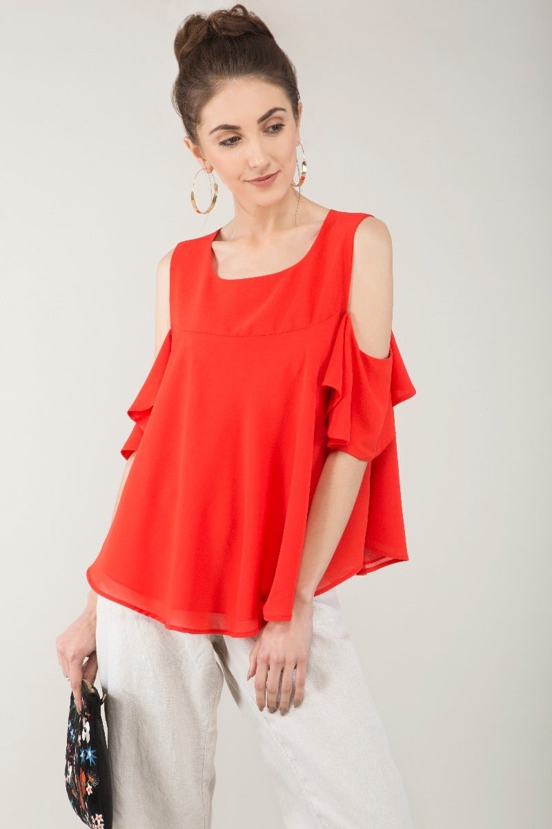 Cold-Shoulder Swing Top