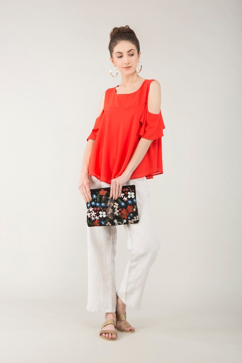Cold-Shoulder Swing Top