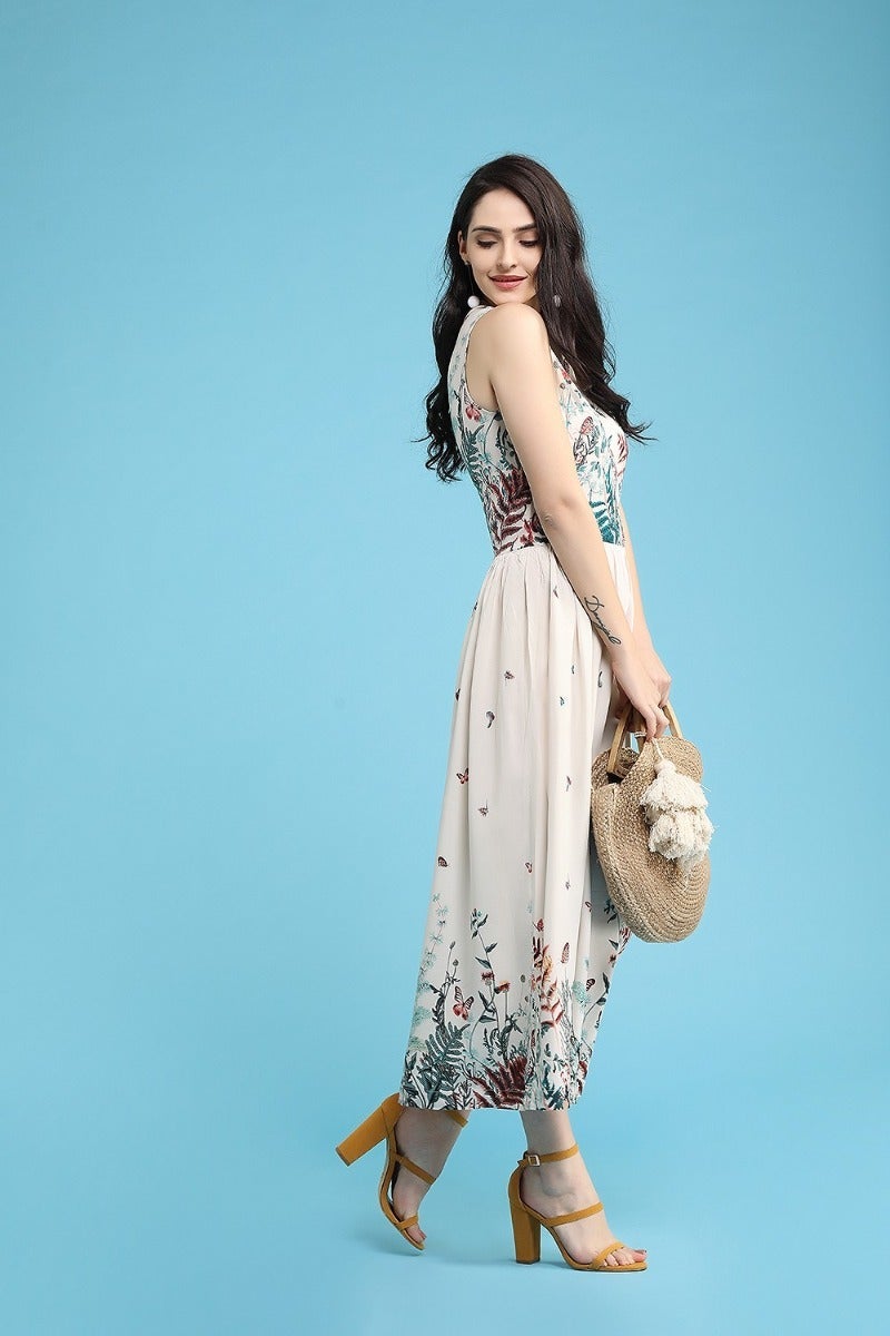 Floral Front Zip Clouser Dress