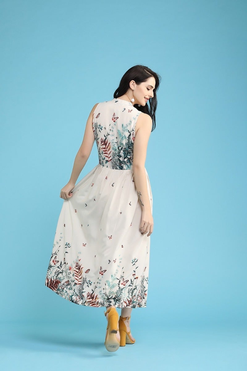 Floral Front Zip Clouser Dress