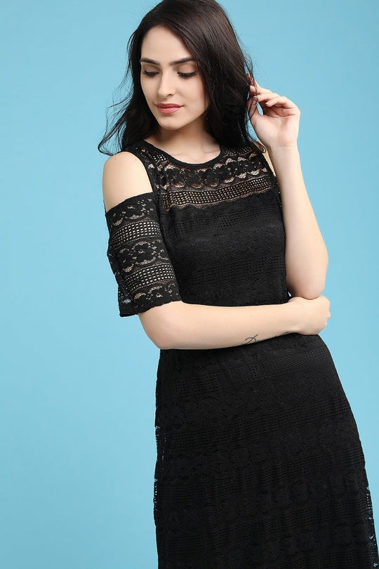 Quintessential Black Cold Shoulder Dress