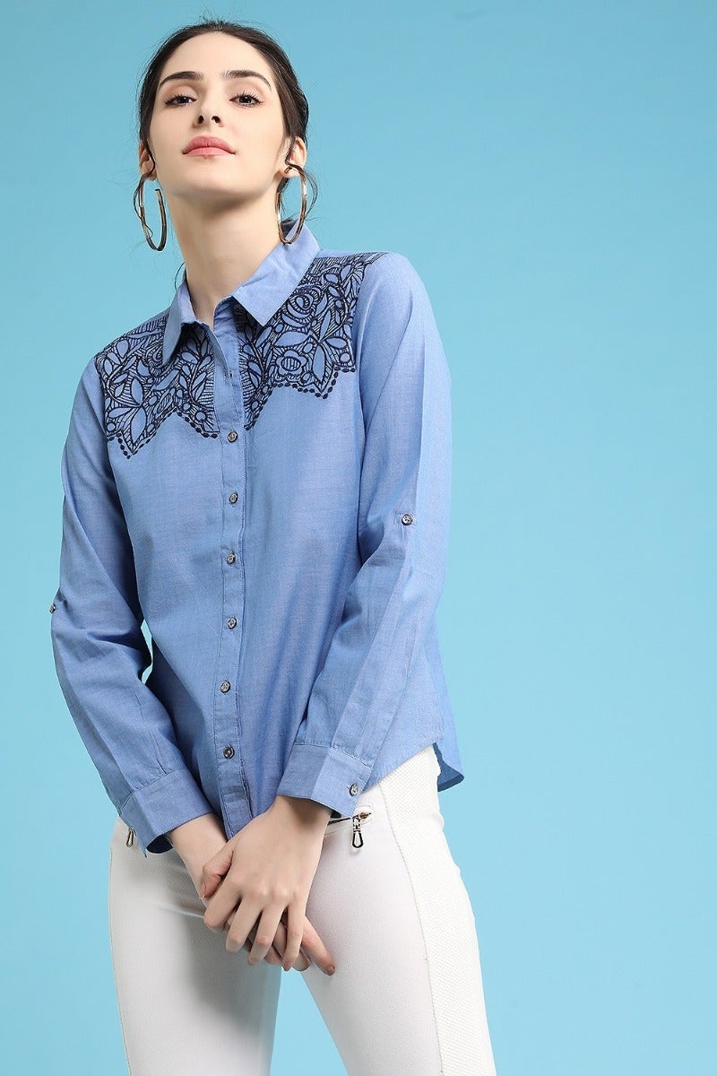 Embroidered Blue Shirt