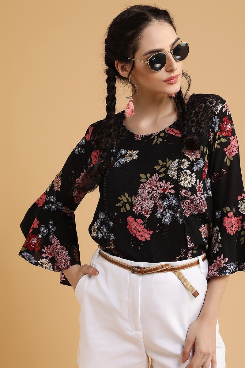 Black Floral Lace Tunic