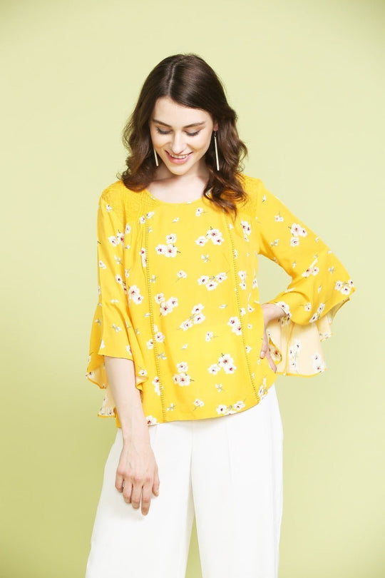 Sunshine Yellow Printed Top