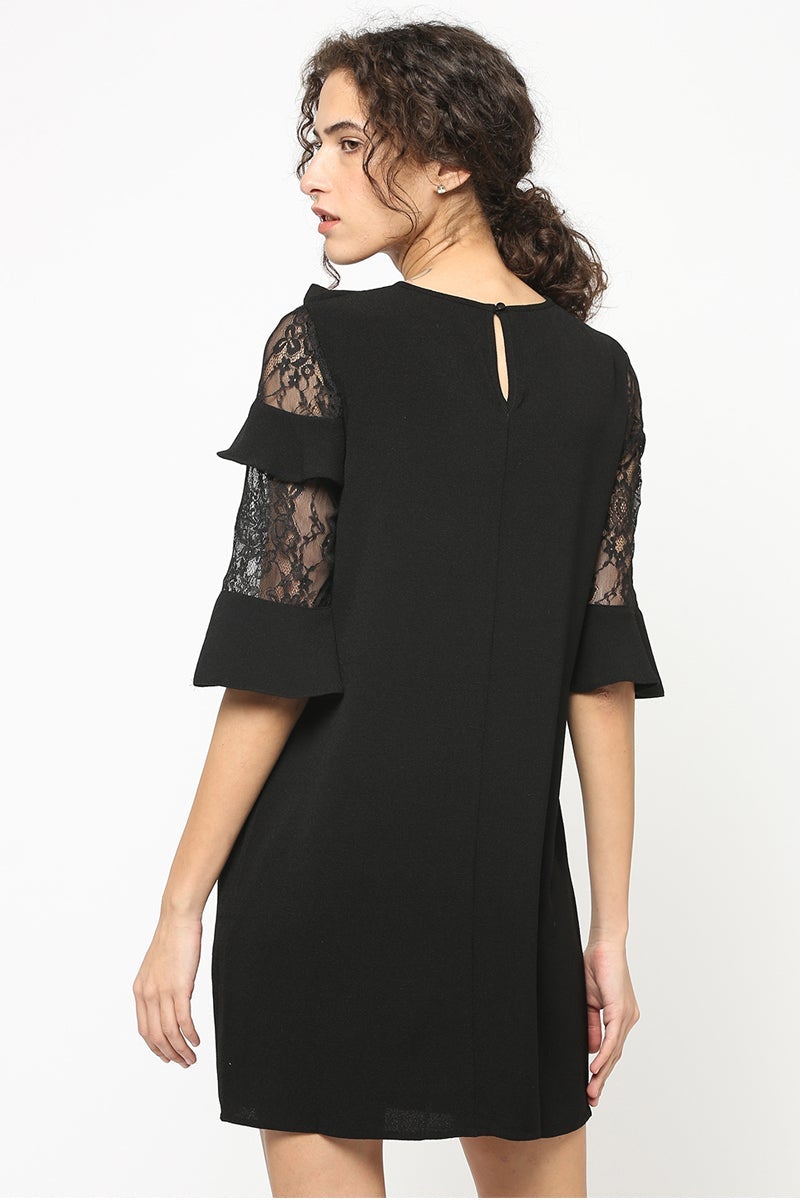 Gipsy Women Black Round neck Half Sleeves Dress
