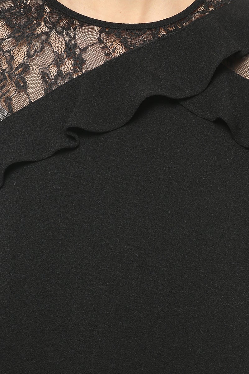 Gipsy Women Black Round neck Half Sleeves Dress