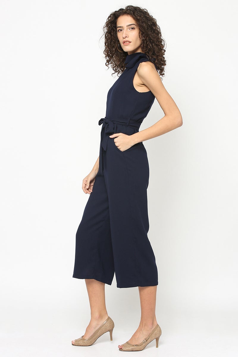 Gipsy Women Navy High neck Sleeveless Jump Suit