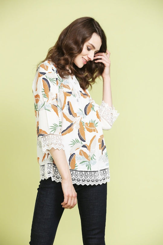 Casual Leaf Print Top