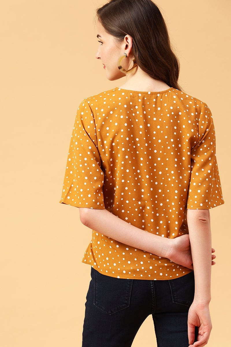 Gipsy Mustard Polka Dots Crepe Top