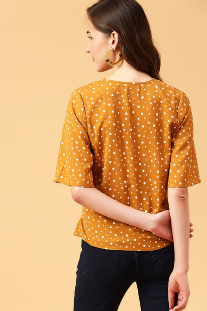 Gipsy Mustard Polka Dots Crepe Top