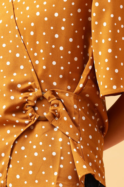 Gipsy Mustard Polka Dots Crepe Top