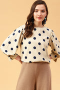 Gipsy Beige Polka Dots Crepe Top
