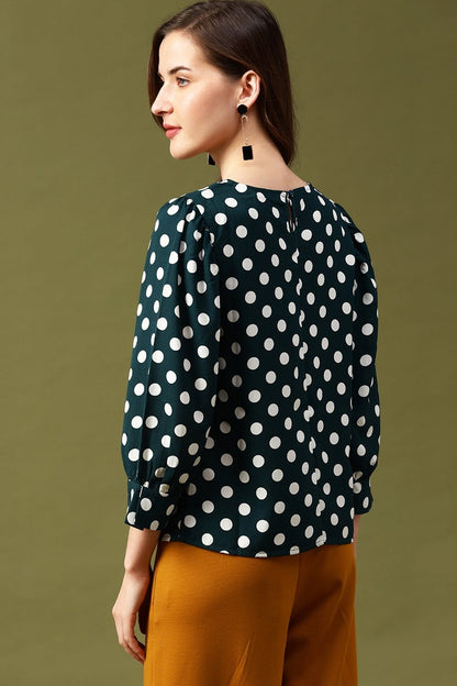 Gipsy Green Polka Dots Crepe Top