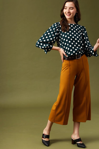 Gipsy Green Polka Dots Crepe Top