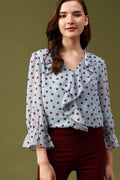 Gipsy Sage Polka Dots Chiffon Top