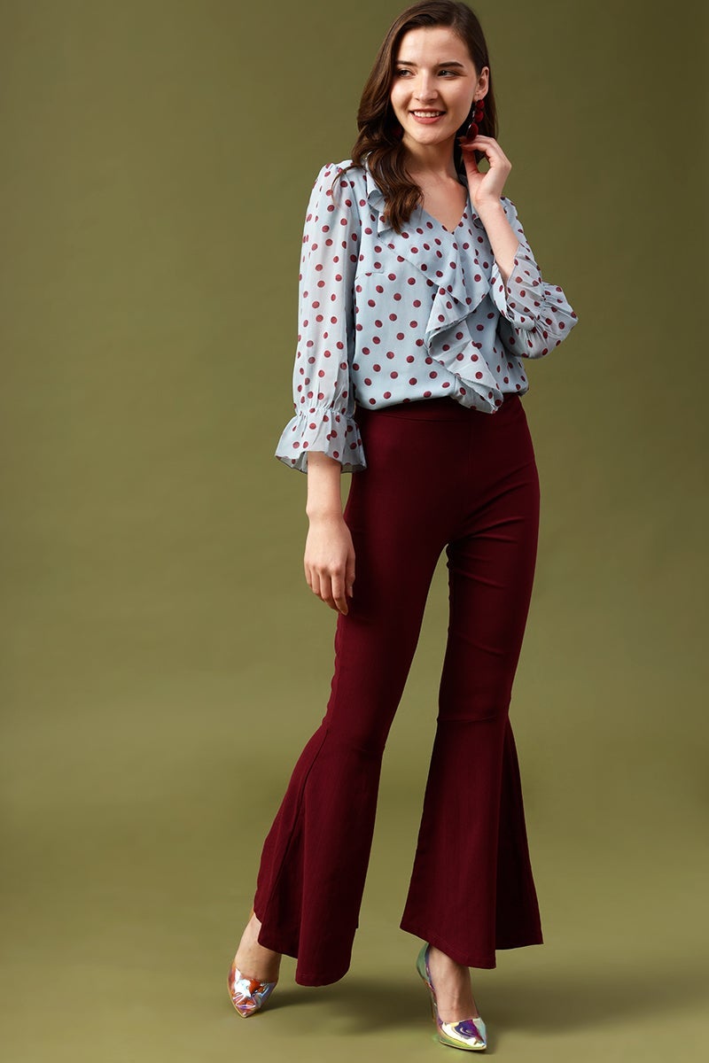 Gipsy Sage Polka Dots Chiffon Top