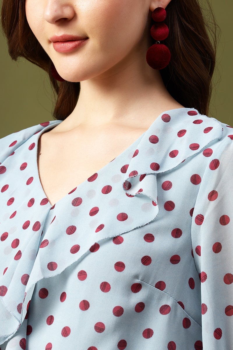 Gipsy Sage Polka Dots Chiffon Top