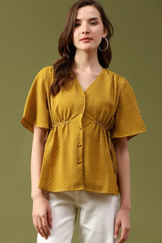 Gipsy Lime Abstract Crepe Top