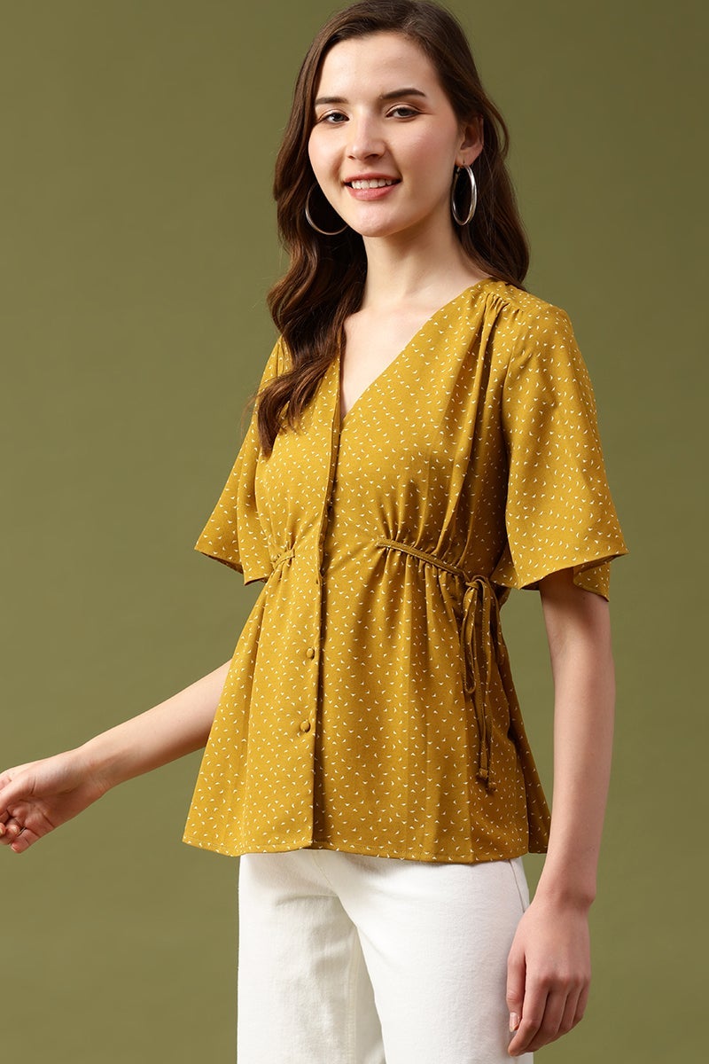 Gipsy Lime Abstract Crepe Top