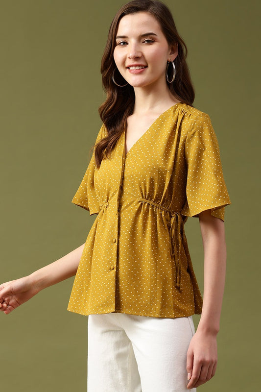 Gipsy Lime Abstract Crepe Top