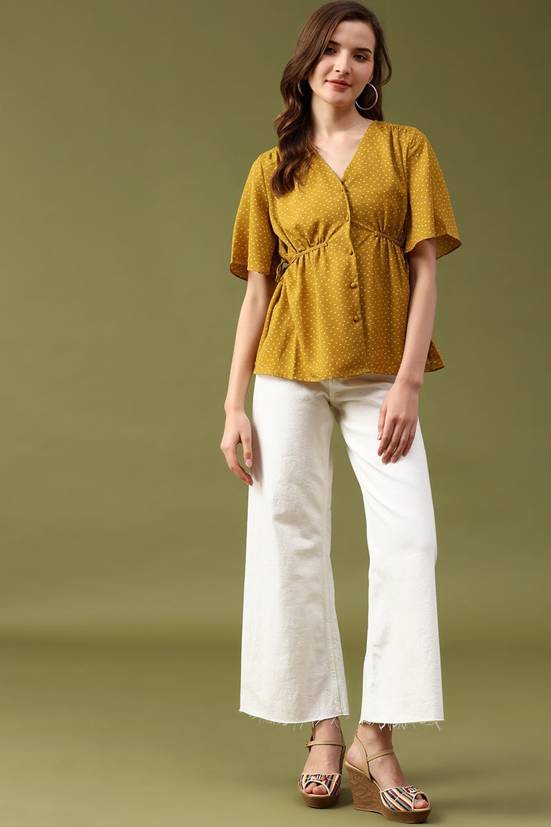 Gipsy Lime Abstract Crepe Top